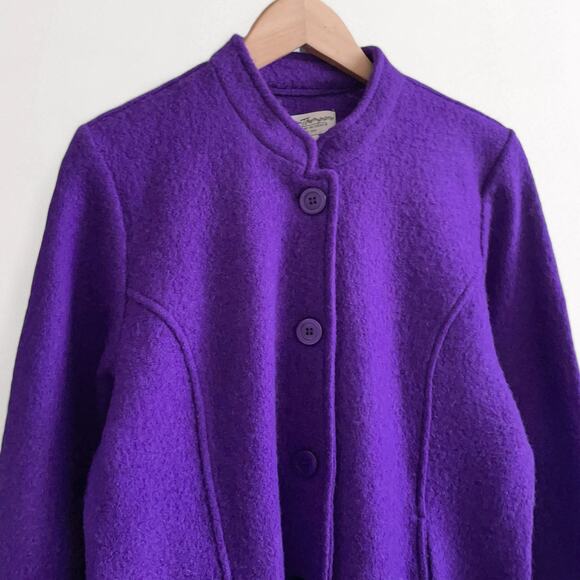 Vintage 100% Felted Boiled Wool Blazer Jacket M/P Purple Retro Grunge Coat - Picture 8 of 9
